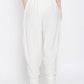 Cheera Women’s White Dhoti With Golden Lace - Swadesiicart