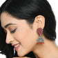 Mominos Fashion Johar Kamal Kundan Work Jhumka With Red Beads - Swadesiicart