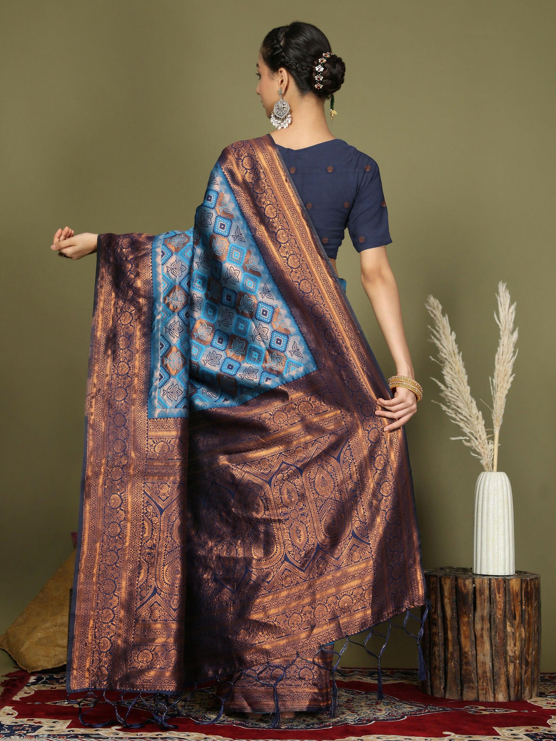 Shree Shyam Fashion Lichi Silk Sky Blue Saree