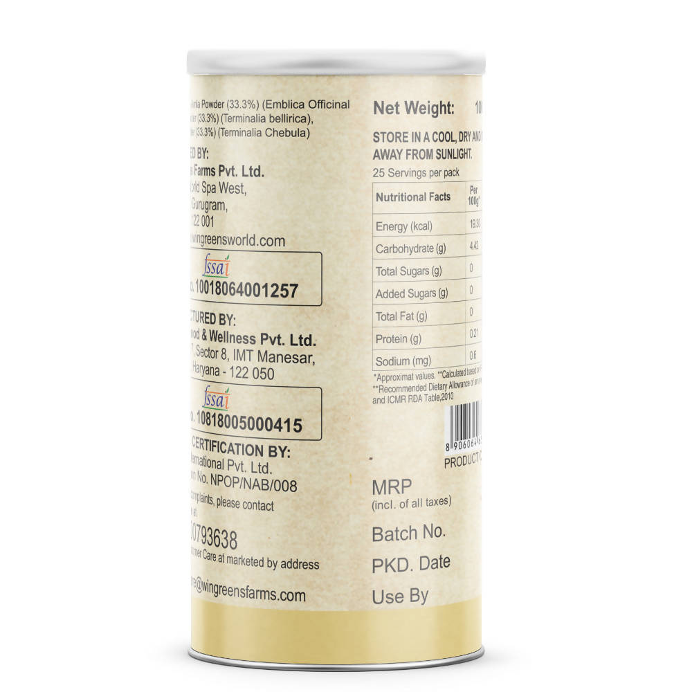 Wingreens Farms Organic Triphala Powder | Swadesiicart