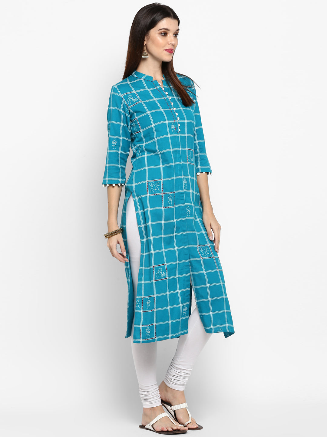 NOZ2TOZ Women Sky Blue Cotton Kurta (1Pc) - Swadesiicart