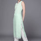Ahalyaa Women Sea Green Floral Printed Georgette Kurta | Swadesiicart