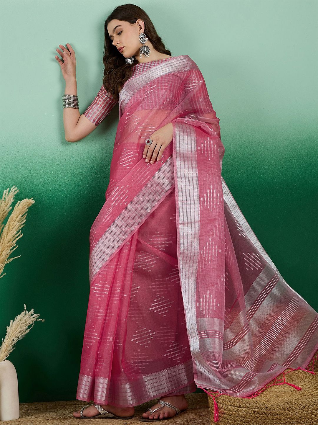 Mitera Woven Design Zari Organza Banarasi Saree | Swadesiicart