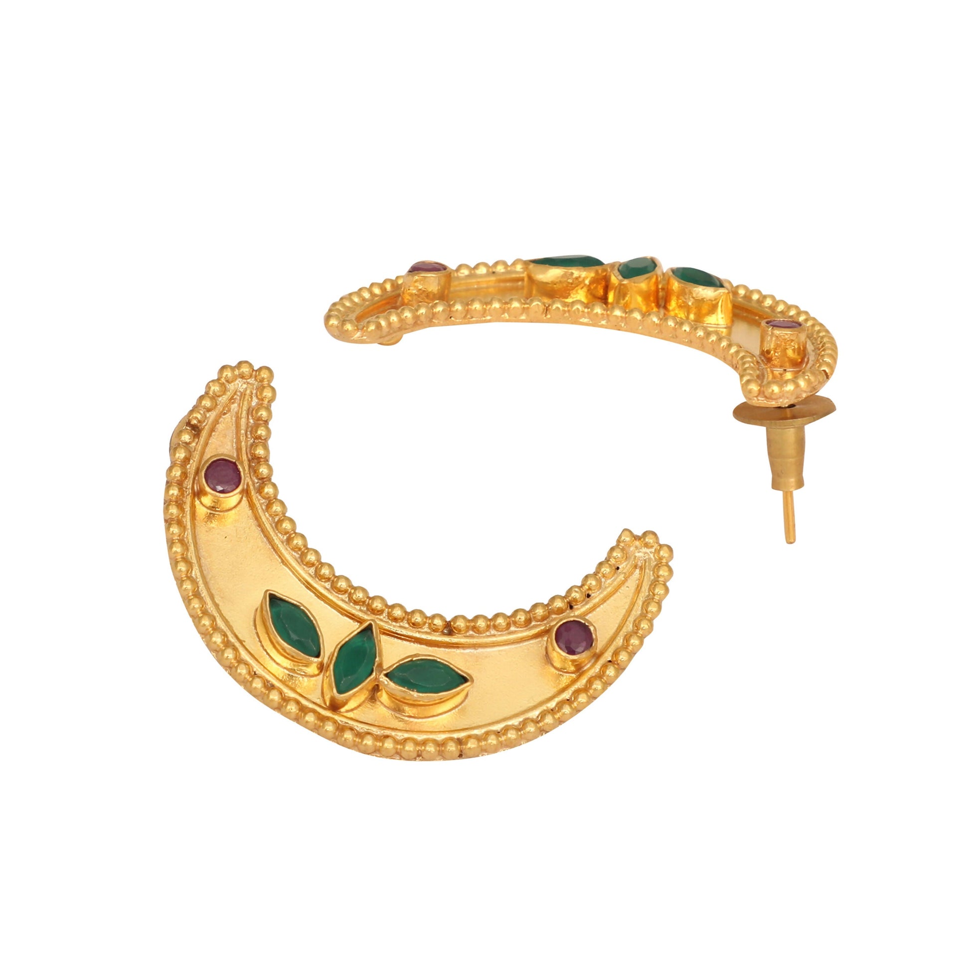 Nuyug 22K Gold Plated Green Lunar Earrings | Swadesiicart