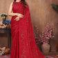 Aafreen Partywear Designer Red Rangoli Silk Fancy Saree