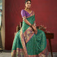 Vishnu Weaves Women's Rama Paithani Silk Saree with Blouse - Swadesiicart