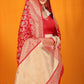 Jyoti Fashion Women's Maroon Kanjivaram Silk Zari Woven Saree with Blouse | Swadesiicart