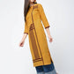 Aniyah Cotton Straight Mustard Color Kurta With Patchwork (AN-105K) - Swadesiicart