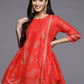 Ahalyaa Womens Red Colour Chanderi Printed Tunic | Swadesiicart