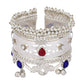 Joban Fashion Women Multicolor Stones Silver Tone Bangle | Swadesiicart