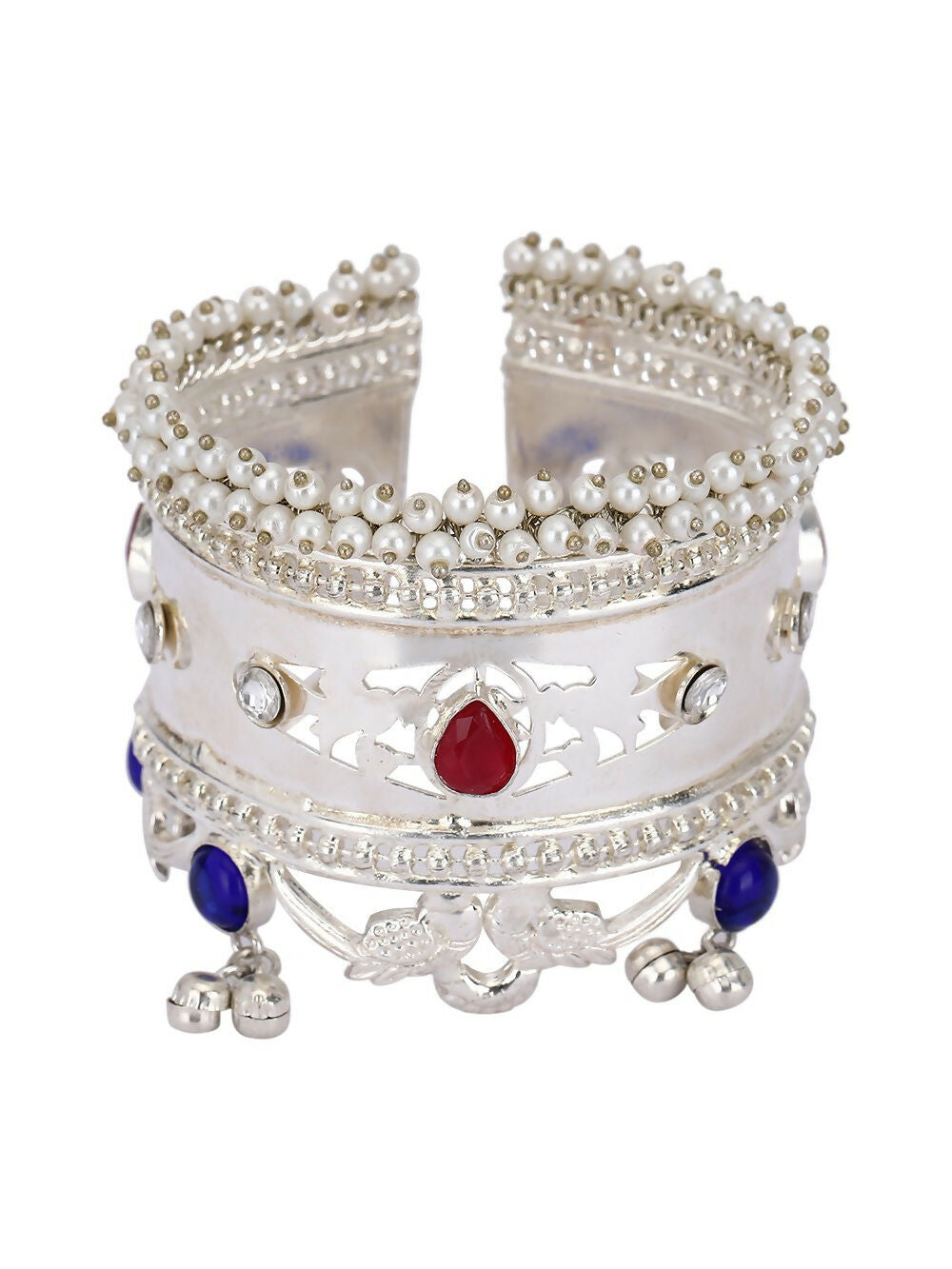 Joban Fashion Women Multicolor Stones Silver Tone Bangle | Swadesiicart