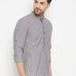 Even Apparels Grey Color Pure Cotton Short Men's Kurta With Band Collar | Swadesiicart