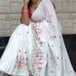 Exclusive Collection White Pure Cotton Handloom Embroidered Saree - Swadesiicart