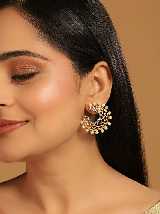Nuyug 22K Gold Plated Celestial Filigree Earrings | Swadesiicart