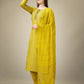 Jyoti Fashion Women's Yellow Rayon Embroidery & Sequence work Kurta with Trouser & Dupatta | Swadesiicart