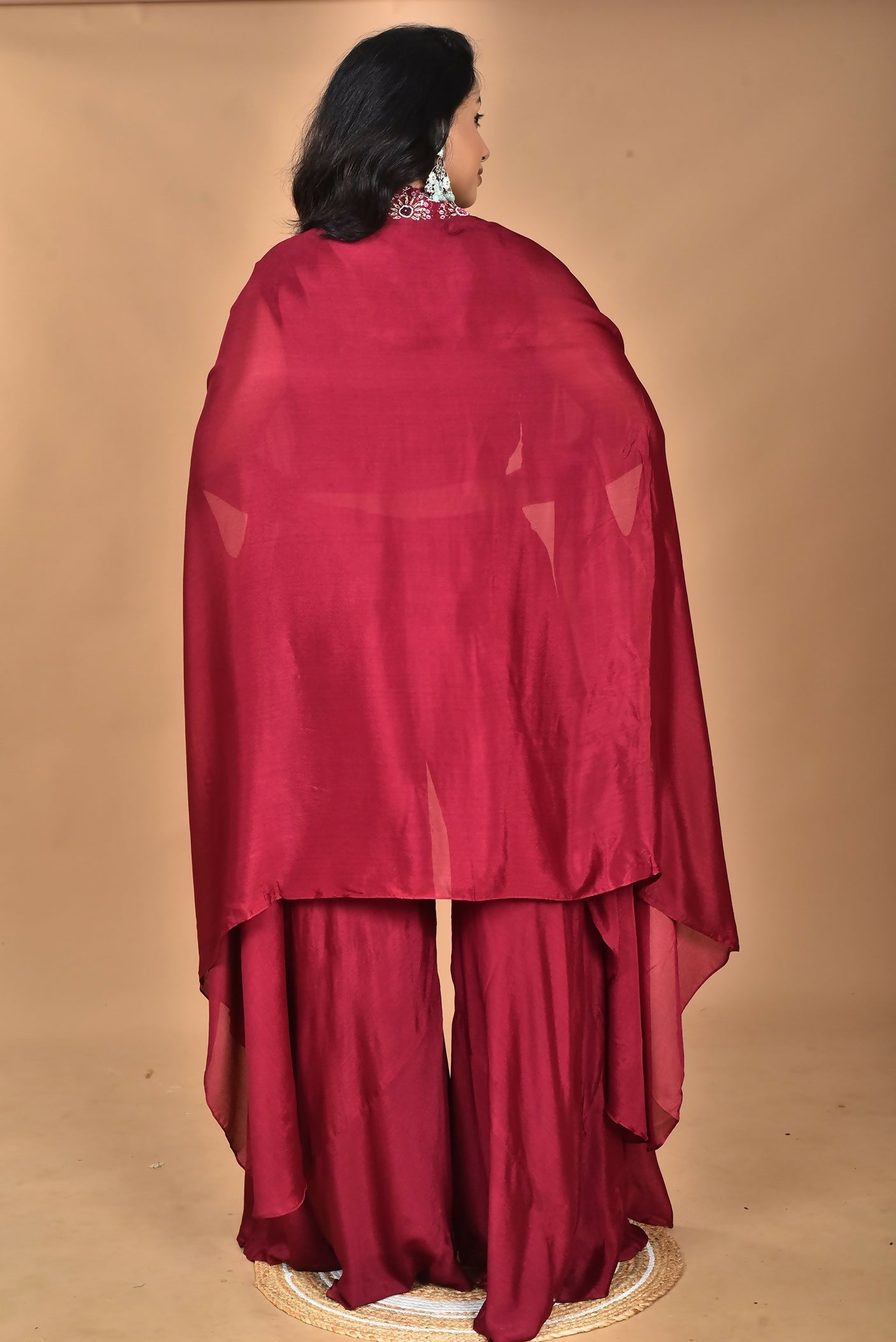 Morchari Women And Hand Embroidery Palazzo Set-Magenta - Swadesiicart