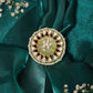 Ruby Raang Gold Polished Green Kundan Cocktail Ring | Swadesiicart