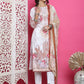 Jyoti Fashion Women's Cream Satin Traditional Digital Print with Crystal work Kurta with Trouser & Dupatta | Swadesiicart