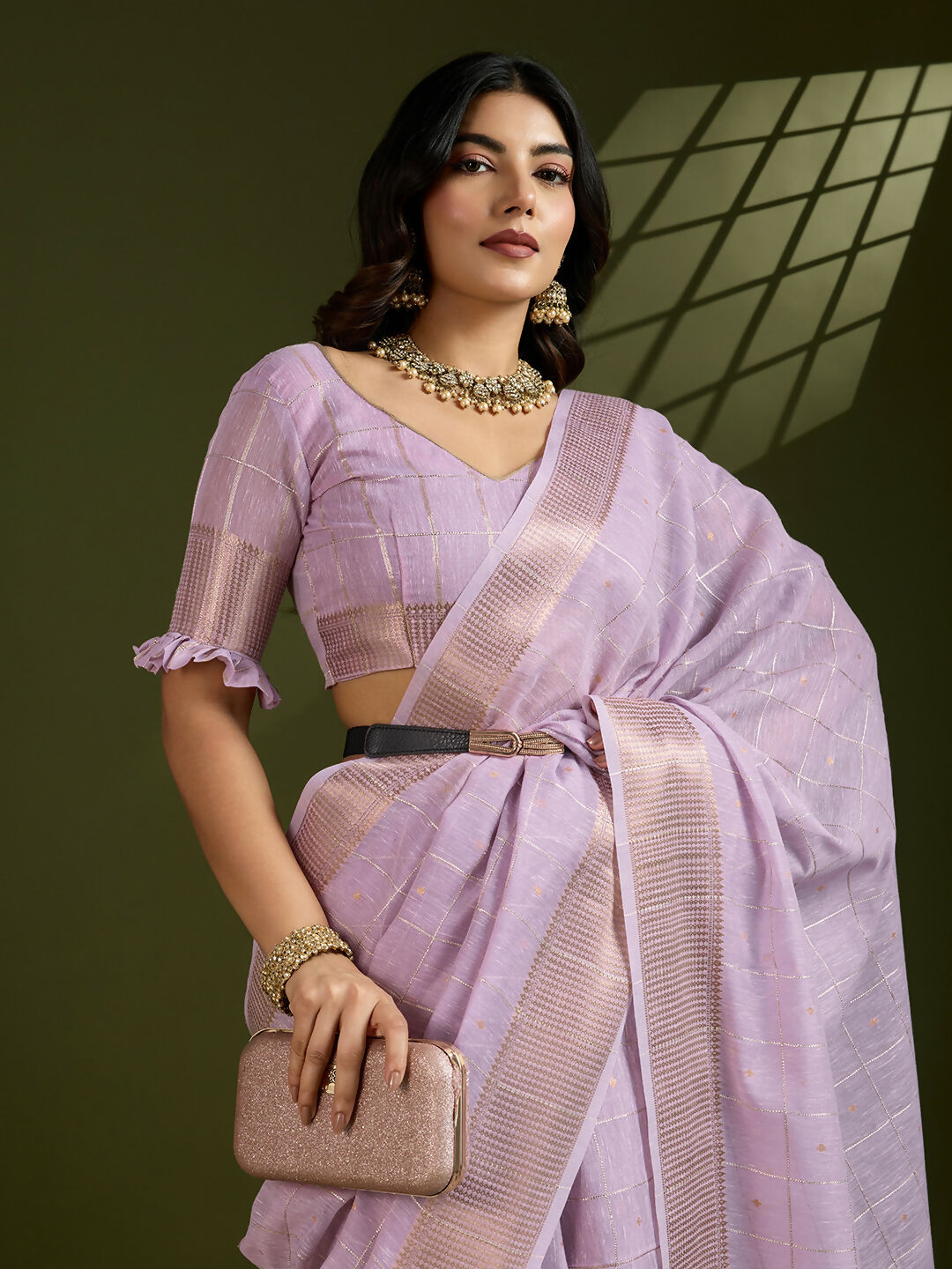 Vishnu Weaves Women's Purple Soft Silk Zari Woven Saree with Blouse - Swadesiicart