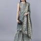 Myshka Women Grey Ethnic Motifs Printed Kurta with Shararas With Dupatta Set | Swadesiicart