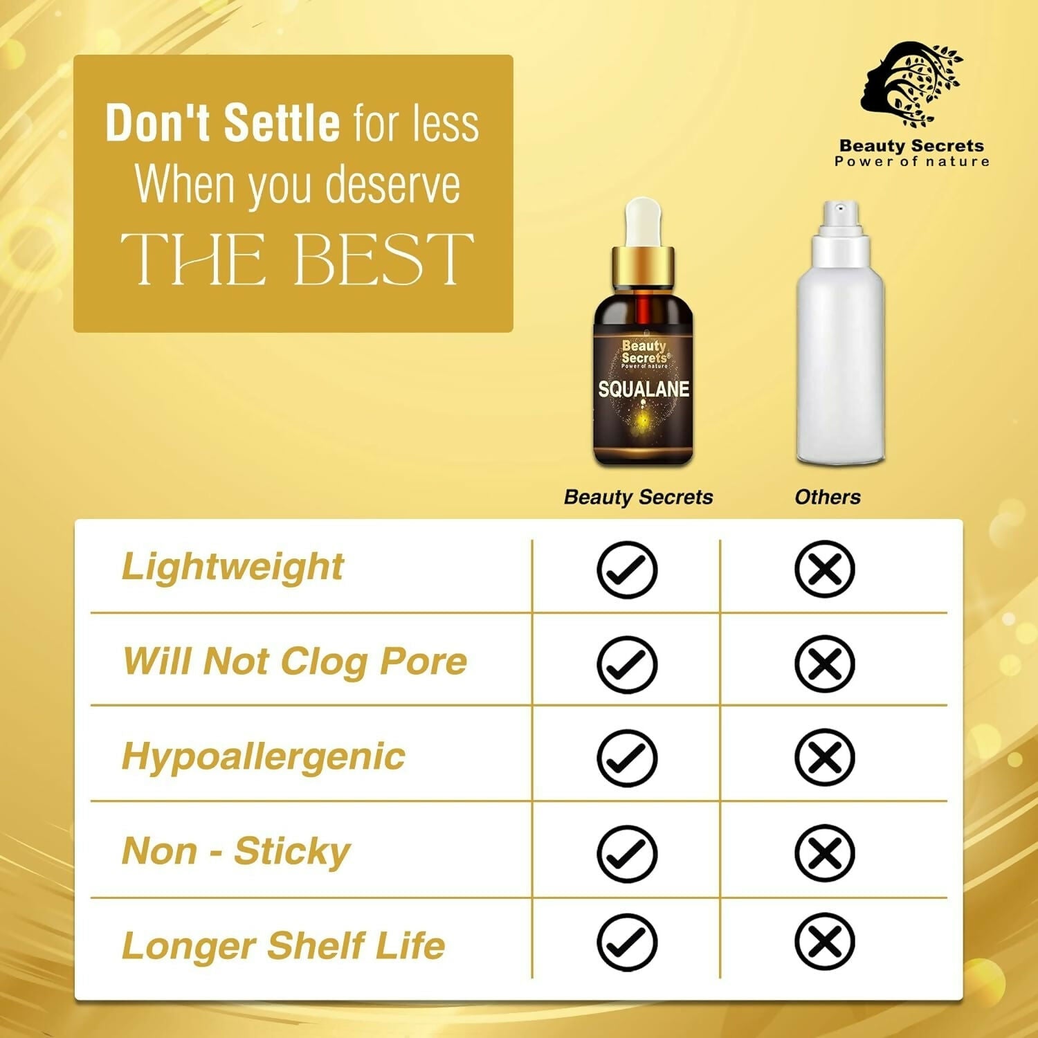 Beauty Secrets Certified Organic Squalane Oil For Face | Swadesiicart