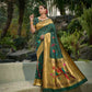 Jyoti Fashion Women's Bottle Green Paithani Silk Zari Woven Saree with Blouse | Swadesiicart