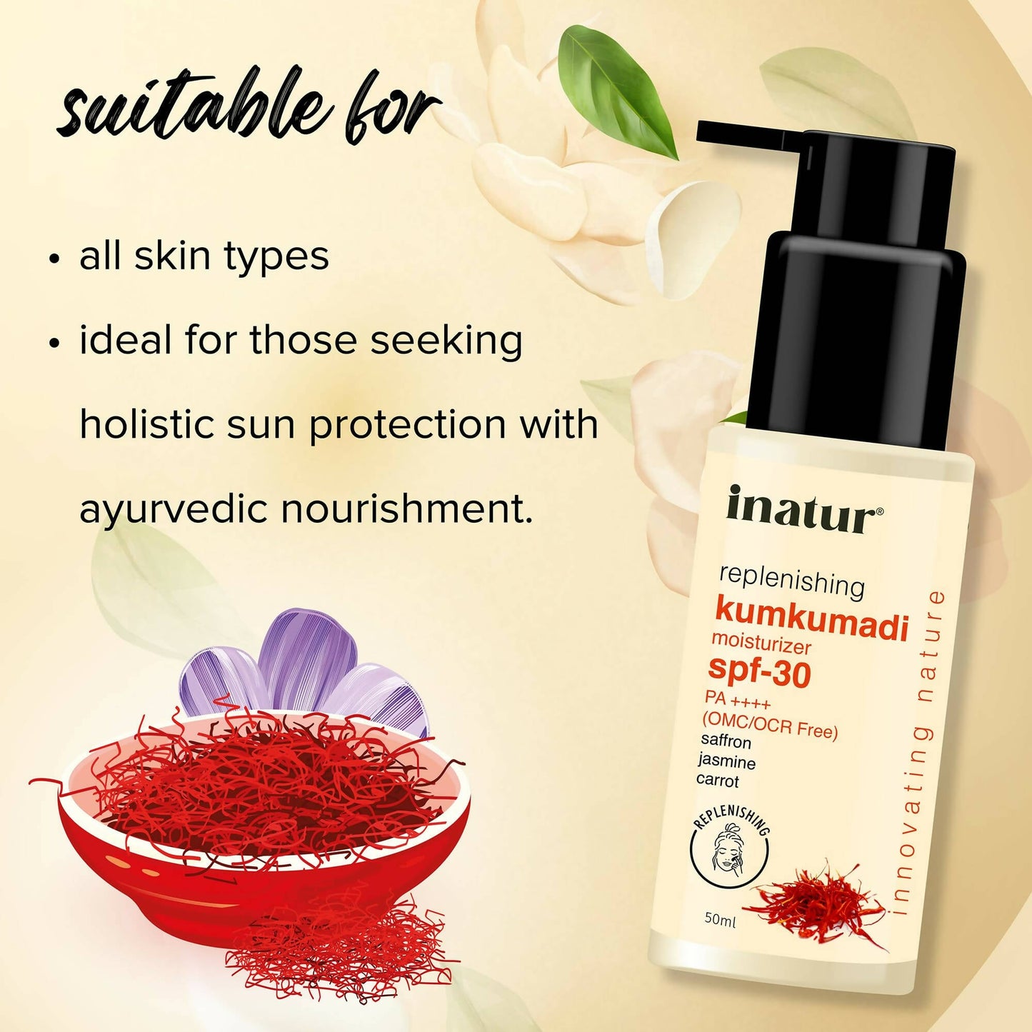 Inatur Kumkumadi Sunscreen SPF 30 - Swadesiicart