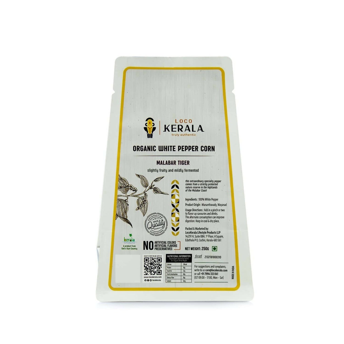 LocoKerala Malabar Tiger Organic White Pepper Corn - Swadesiicart