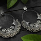 Mominos Fashion Johar Kamal Silver Peacock Design Chandbali Earrings - Swadesiicart