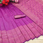 DEIANA'S Beautiful Designer Golden zari Soft Lichi Silk Saree - Majanta - Swadesiicart