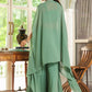 Janasya Sage Green Georgette Sequined Top Bottom Cape | Swadesiicart