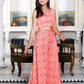 Miravan Women's Peach Animal Print Round Neck Top With Side Slit Skirt Co-Ord Set - Swadesiicart
