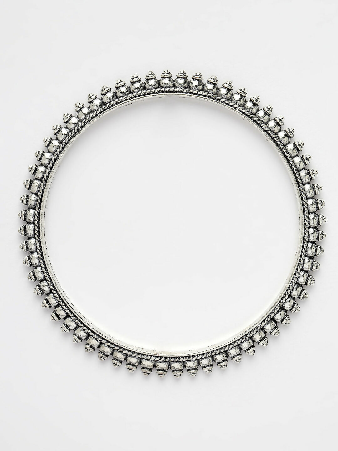 NVR Women's Set of 4 Silver-Toned German Silver Oxidised Bangles - Swadesiicart