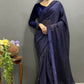 Vastranavya Dark Purple Rangoli Silk Swarovski work Ready to Wear Saree | Swadesiicart