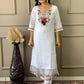 Partywear Designer Chanderi With Cotton Lining White Stitched Suit With Dupatta - Tanisha | Swadesiicart