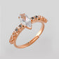VOJ white CZ-detail Stainless Steel Cubic Zirconia Gold-Polished adjustable finger Ring | Swadesiicart