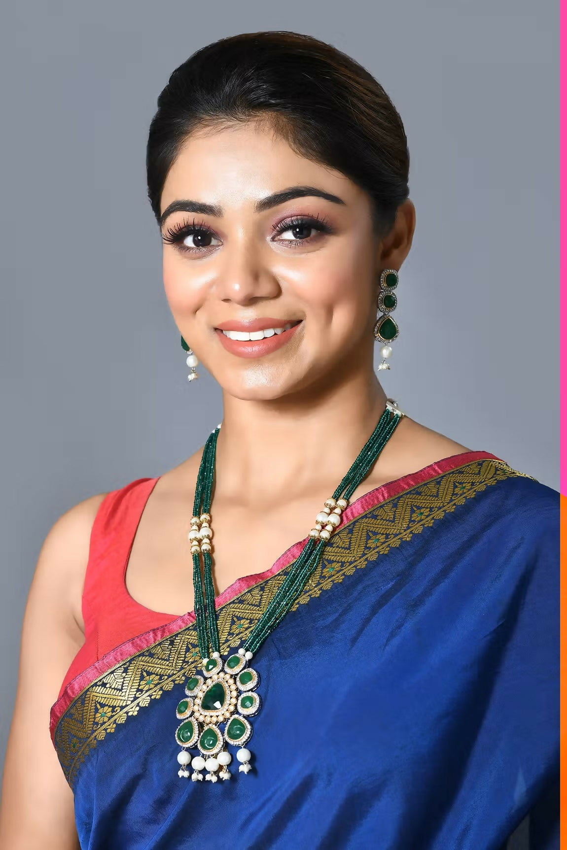 Joban Fashion Women Golden White Green Pendant Set With Earrings - Swadesiicart