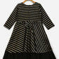 Ahalyaa Black Georgette Gold Print Kids Kurta For Girls | Swadesiicart