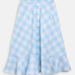 Ahalyaa Sky Blue Rayon Checked Kids Top With Skirts For Girls | Swadesiicart