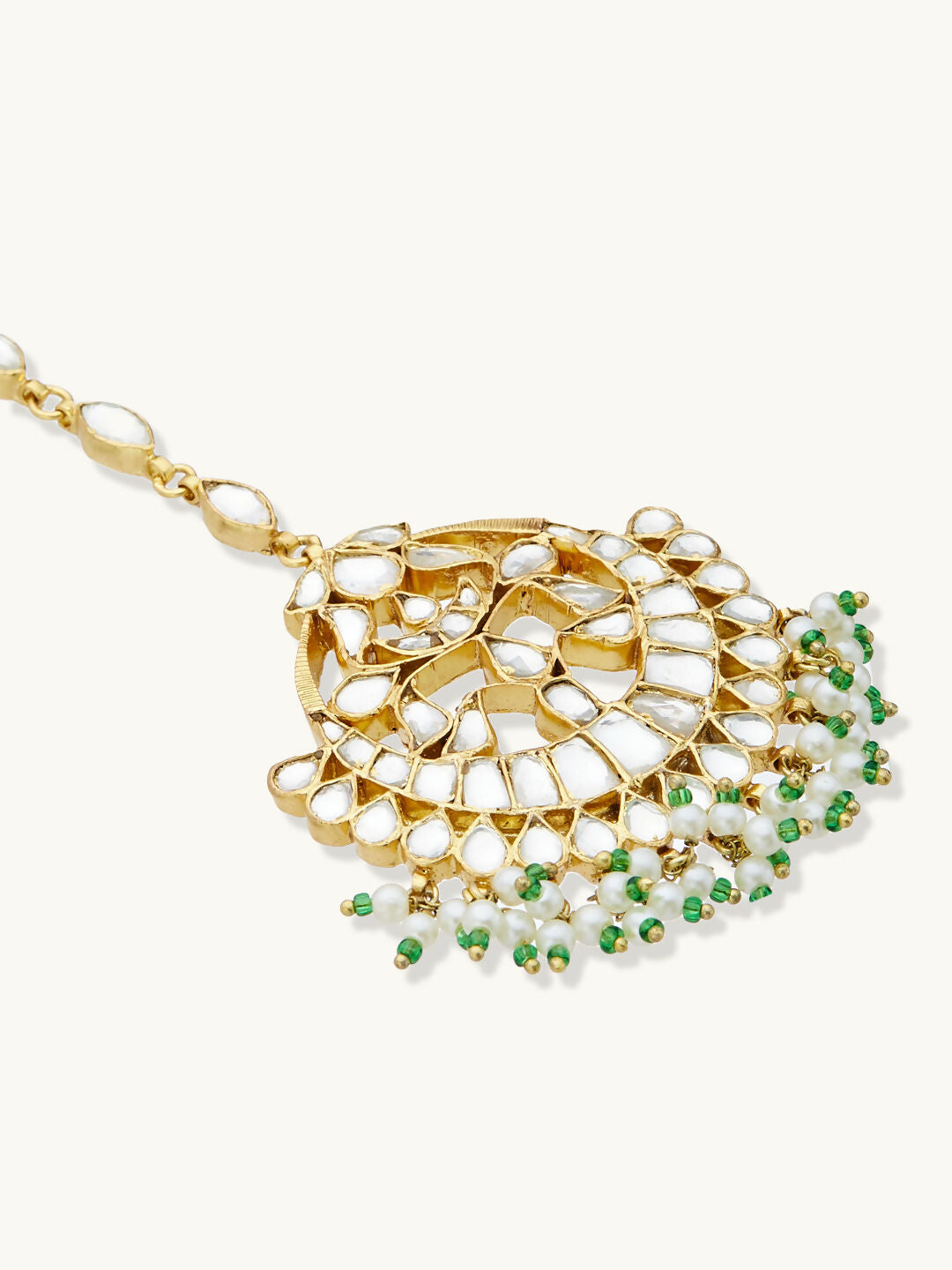 Nuyug 22K Gold-Plated Crystal & Pearl Studded Matha Patti | Swadesiicart