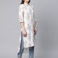 Ahalyaa Women's Off White Pure Cotton Floral Printed Kurta | Swadesiicart