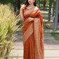 Vishnu Weaves Women's Orange Handloom Raw Silk Woven Border Saree with Unstitched Blouse - Swadesiicart