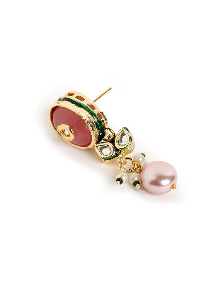 Nuyug 22K Gold Plated Radiant Rose Stone Kundan Necklace | Swadesiicart