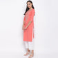 NOZ2TOZ Women's Embroidered Peach Kurti- (1pc Set) - Swadesiicart