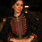 Juniper Women's The Rekha Chitra Black Thread Embroidered Rayon Top & Printed Skirt Set With Beads & Mirror Work - Swadesiicart