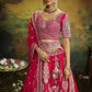 House of Panchhi Red Pure Silk Moti & Zarkan heavy embroidery Lehenga choli & Dupatta | Swadesiicart