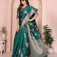 Aastha Fashion Green Soft Organza Silk Weaving Saree