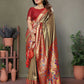 Aastha Fashion Gold Tissue Silk Paithani Woven Saree