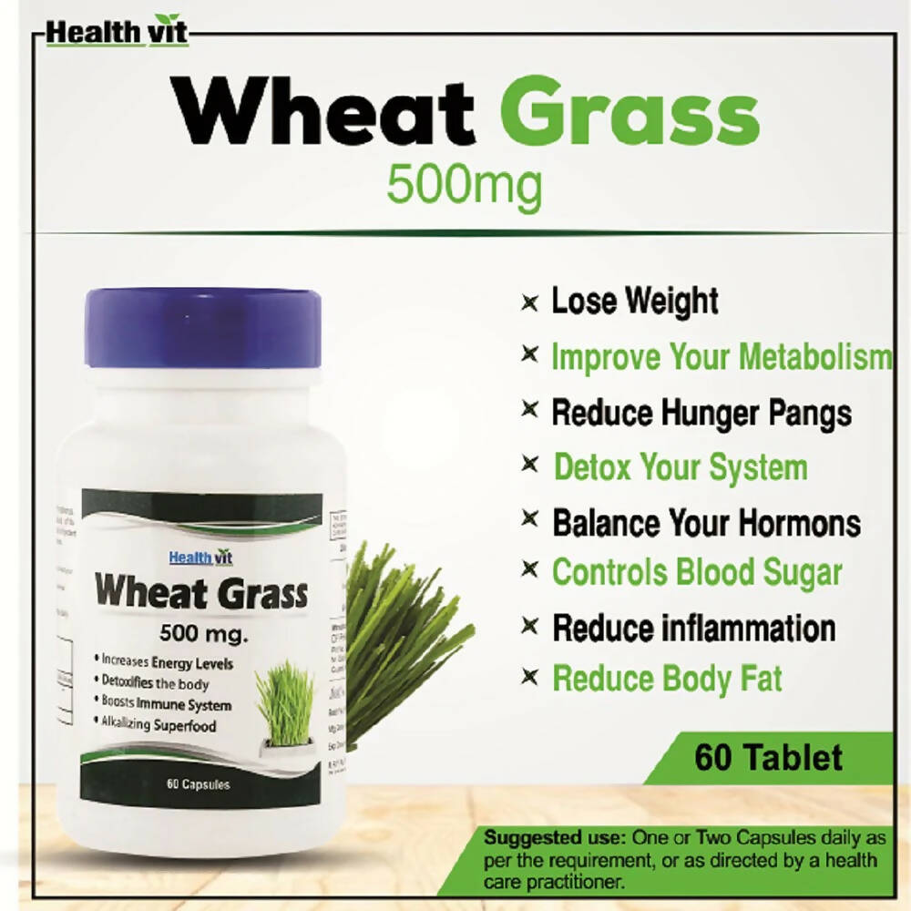 Healthvit Wheat Grass Capsules - Swadesiicart