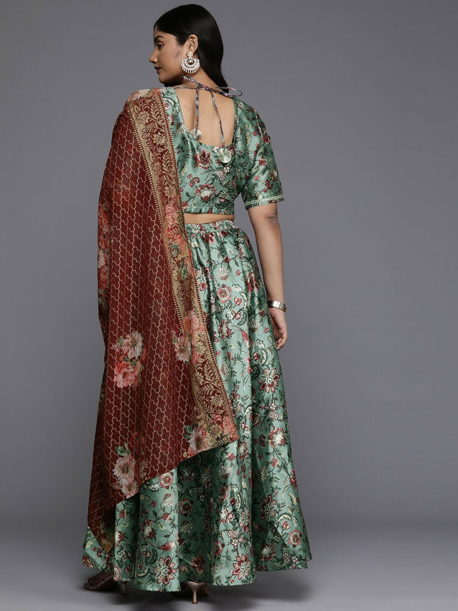 Ahalyaa Women's Traditional wear Lehenga Choli - Green | Swadesiicart